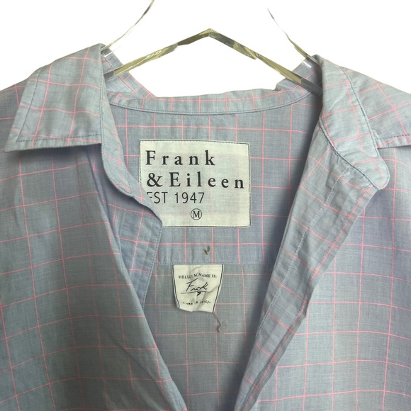 FRANK & EILEEN | Blue Pink Check Plaid Button Up Long Sleeve Cotton - Picture 4 of 4